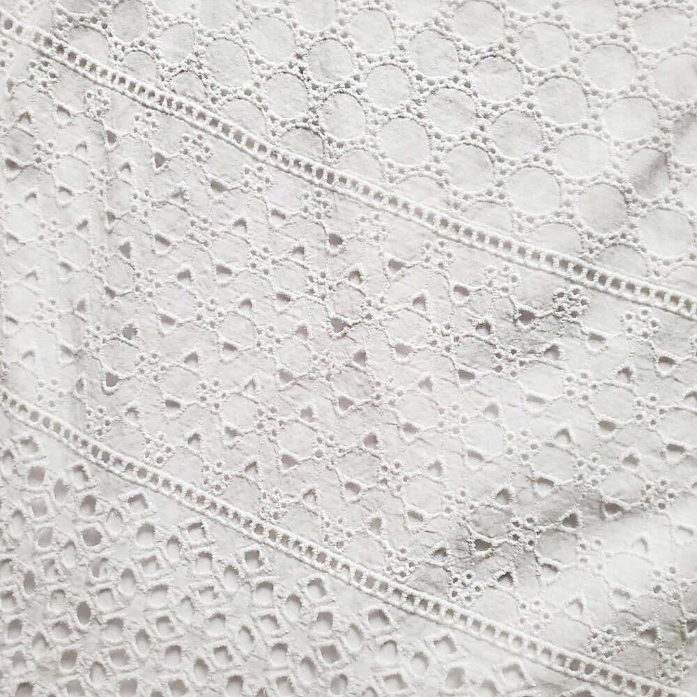 Gianni Bini White 100% Cotton Feminine Fishtail Eyelet Ruffle Hem Skirt M - Picture 6 of 13
